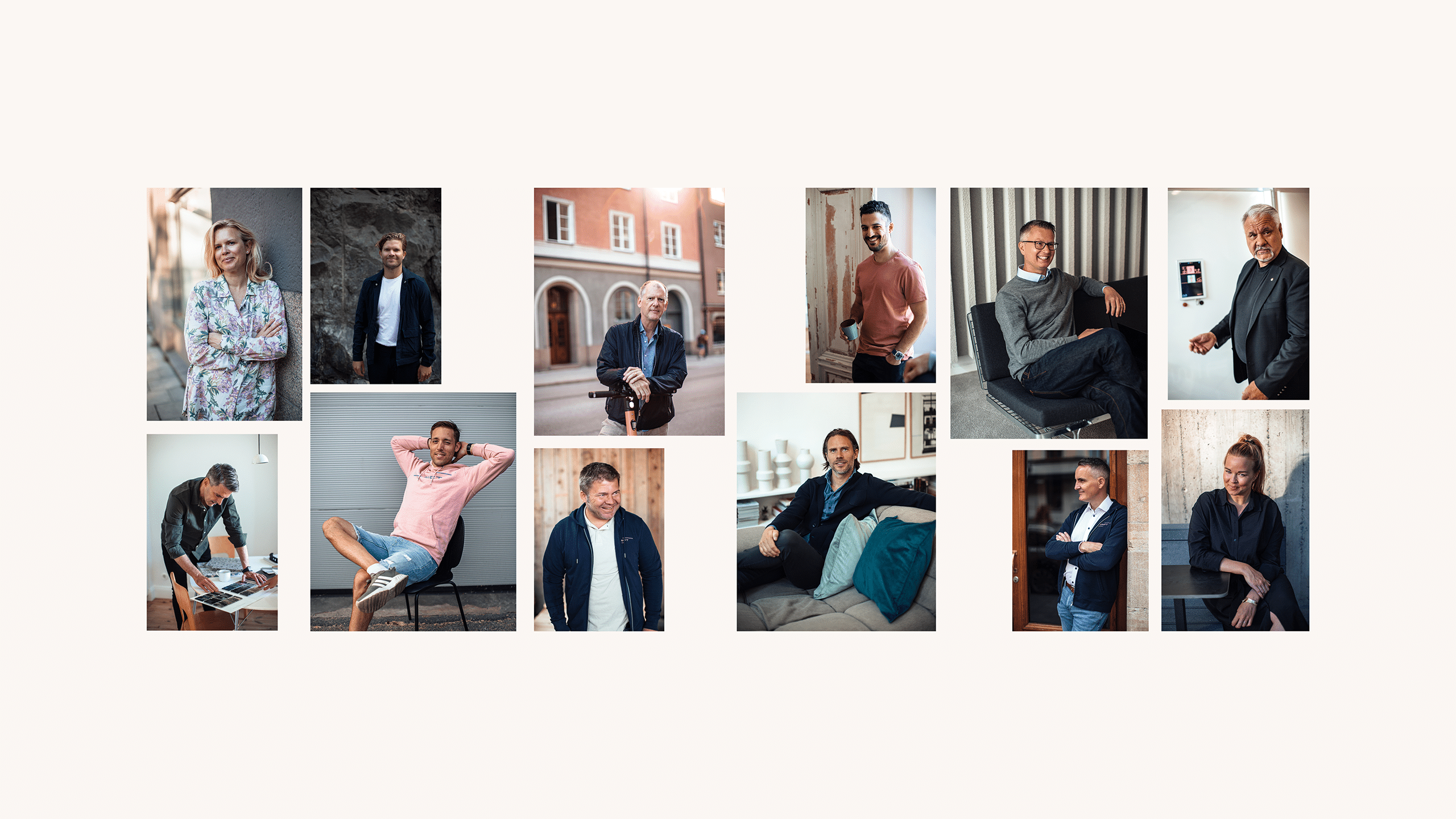 Collage of professionals posing in various settings